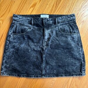 Black Acid Wash Western Style Denim Jean Skirt